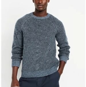 Old Navy Men's Blue Wool Blend Crewneck Sweater XXL Tall Ribbed Preppy Casual